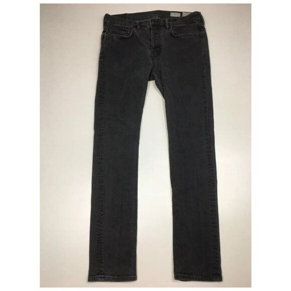 ALL SAINTS Dark Gray RAZOR Button Fly 5 pocket Logo Button Slim Fit Skinny Jeans